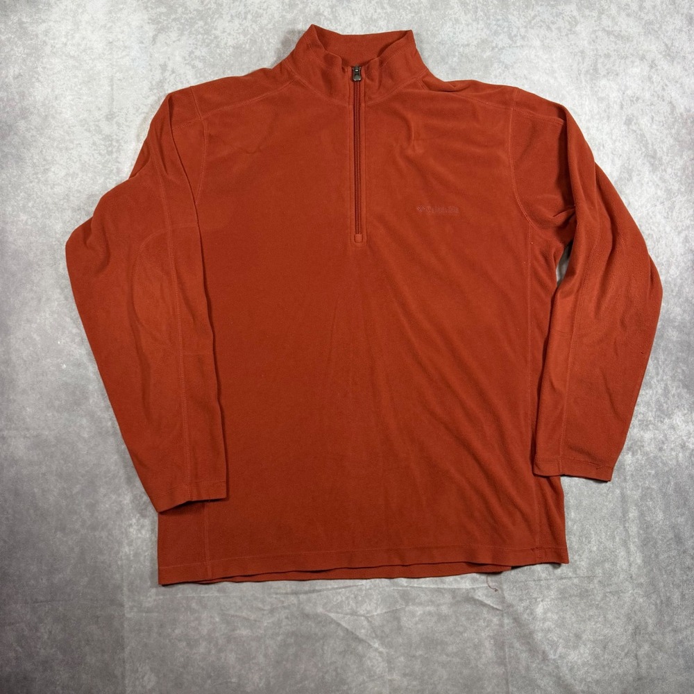 Columbia Mens Large Burnt Orange Fleece Quarter Zip Pullover Sweater Autumn